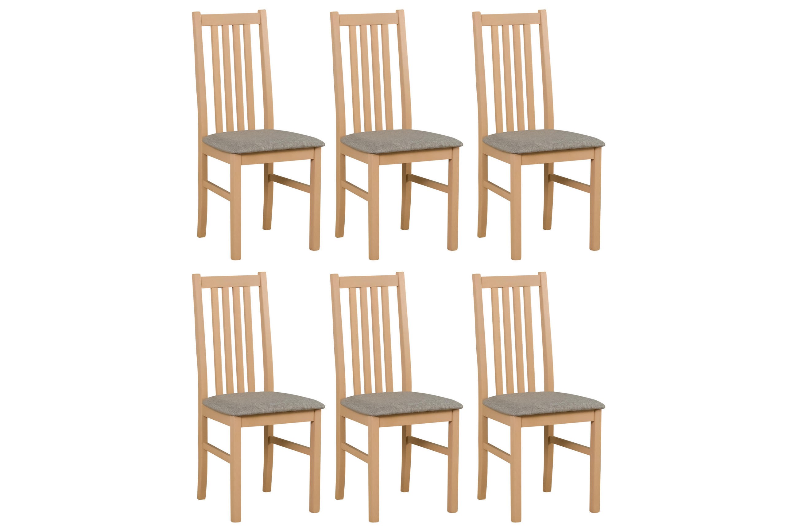 STUHL 6er ONTIKA 1, sonoma - Beige/Sonoma Eiche, Holz (43/94/40cm) - Leaf Design
