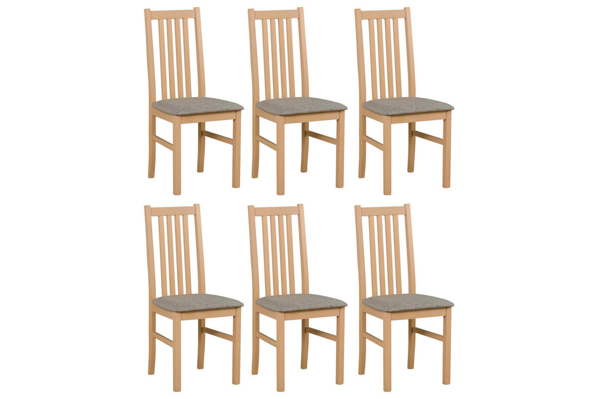STUHL 6er ONTIKA 1, sonoma - Beige/Sonoma Eiche, Holz (43/94/40cm) - Leaf Design