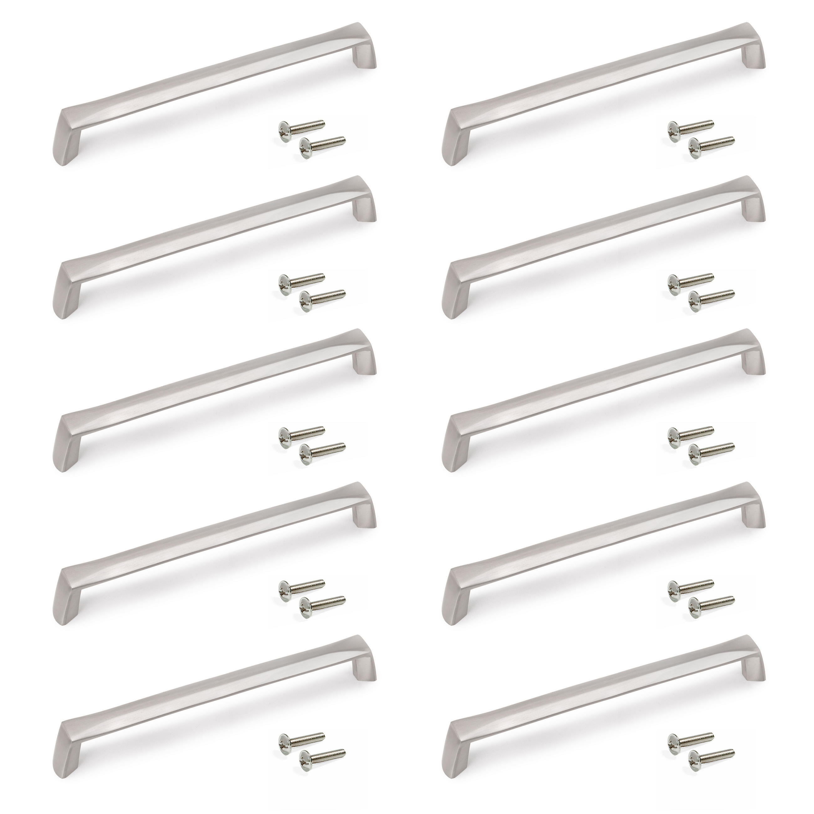 MÖBELGRIFFE Canton, L174mm, 160mm Achsenabstand, Zamak, Nickel satiniert 10er-set - Silberfarben, Kunststoff (1.4/3/17.35cm) - EMUCA