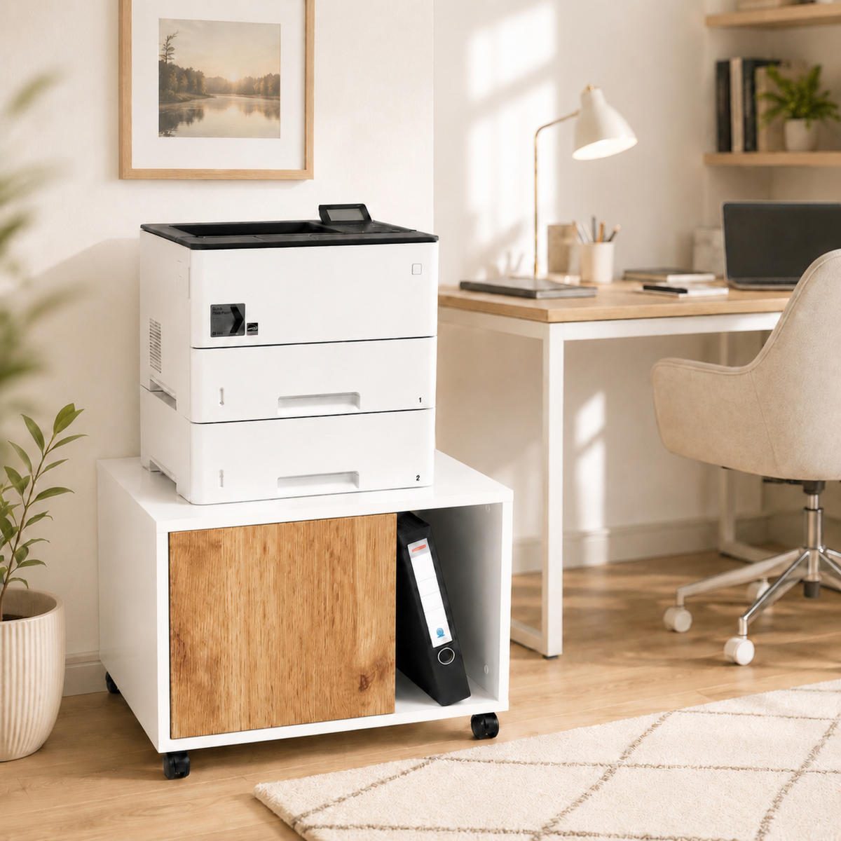 DRUCKERSCHRANK Amira Eiche Wotan 43/57/52 cm - Eiche Wotan, Holzwerkstoff (57.5/43.5/52cm) - SIMPLYFURN