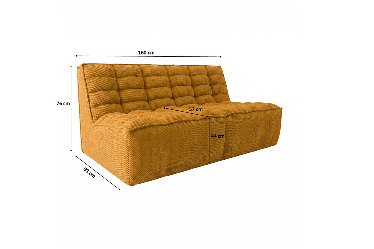 POHOVKA 2místná modulární, plyšová tkanina Pop, Hořčicová, LAZY - žlutá, dřevo (160/76/93cm) - Kaiser Möbel