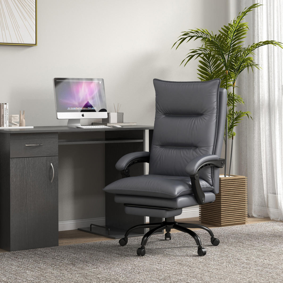 BÜROSTUHL Glenn Dunkelgrau Mikrofaser (100% Polyester) - Grau, Textil/Metall (66/121.5/74cm) - Jamb