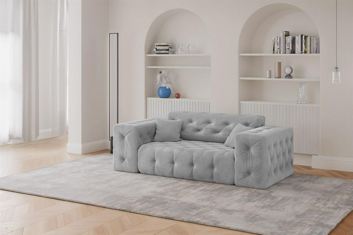 SOFA 2-sitzer Chantal In Moly - Hellgrau, Holzwerkstoff/Textil (186/78/96cm) - Fun Möbel