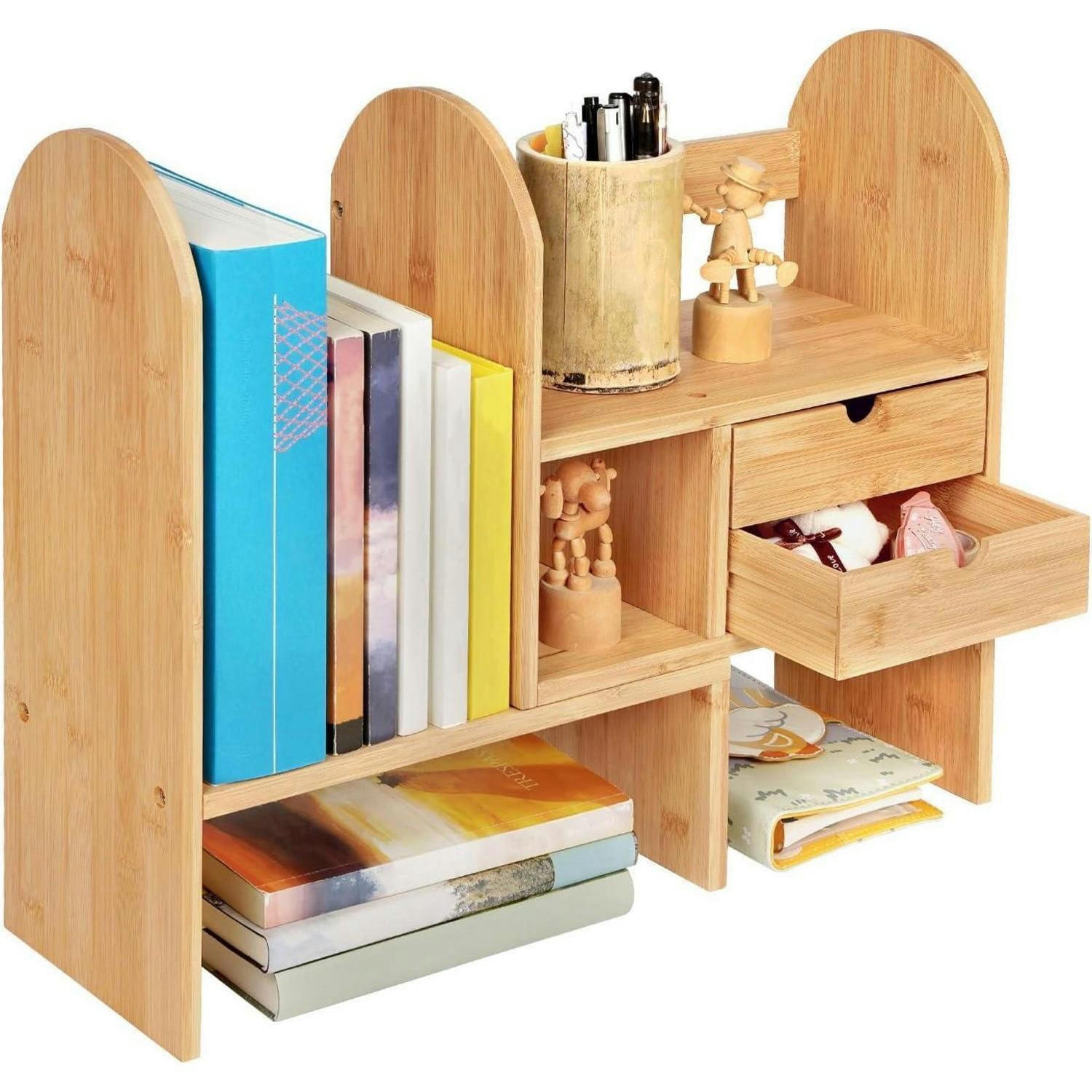 BÜCHERREGAL Bambus verstellbar mit Schubladen 59 cm - Hellbraun, Naturmaterialien (59/43/16.5cm)