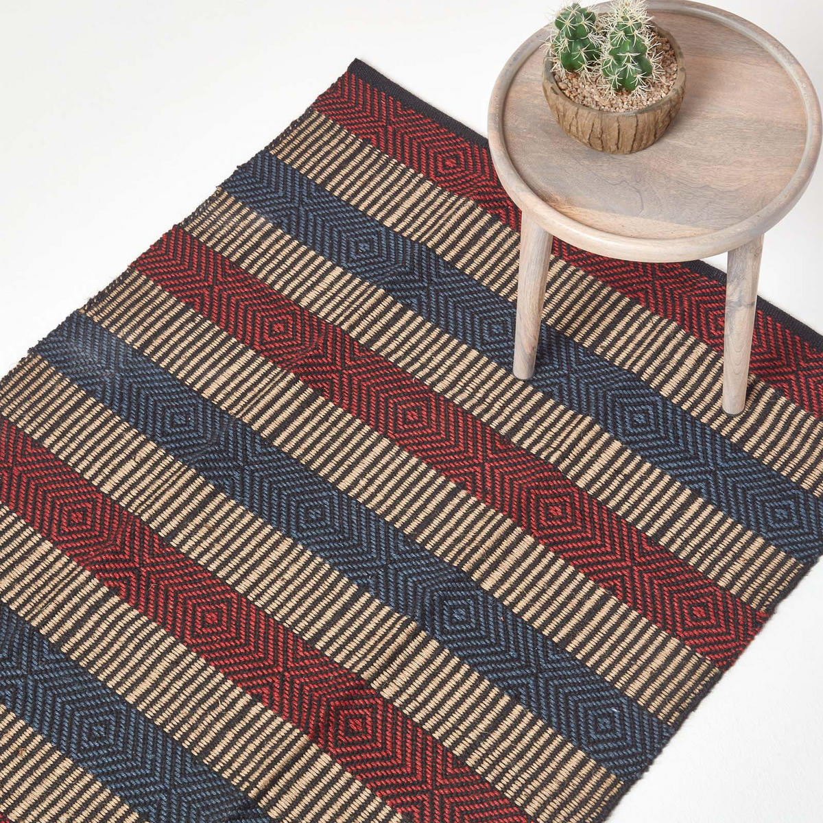 JUTETEPPICH Streifen-Muster 120/180 cm - Multicolor, Naturmaterialien (120/180cm) - Homescapes