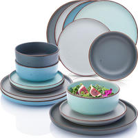 TAFELSERVICE BOMBAY SKY SHADES - 36 teilig aus Steingut - Blau/Multicolor, Stein (50/30/80cm) - Sänger