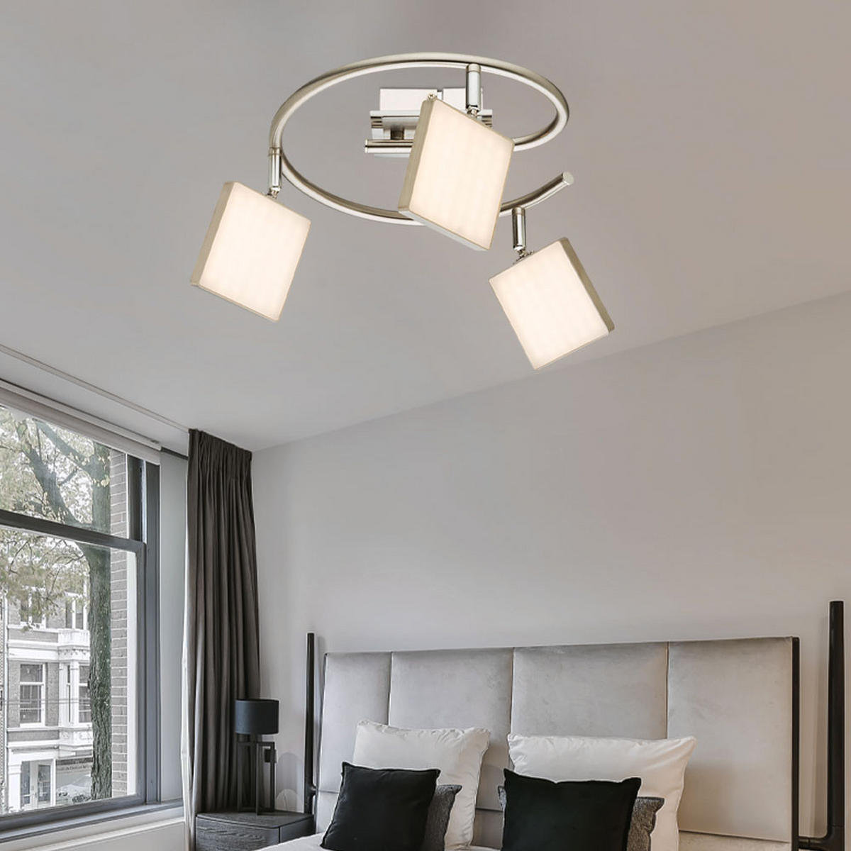 LED DECKENLEUCHTE BRAVA Silber matt Chrom - Silberfarben, Metall (28/28/18.8cm) - Globo Lighting