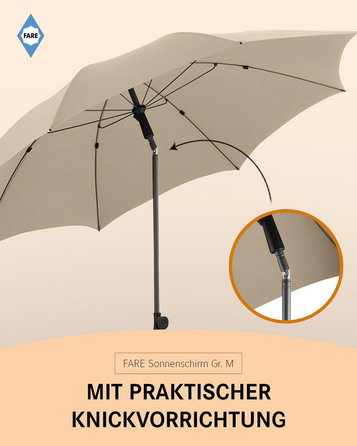 SONNENSCHIRM 180/180/126 cm - Beige, Kunststoff (180/180cm) - FARE
