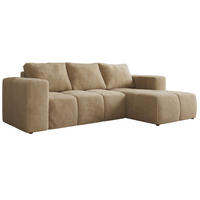 ECKSOFA MONIVA Beige Plüsch - Rechts - Beige/Schwarz, Kunststoff/Textil (266/164cm) - MKS
