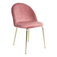 STUHL 2er-Set rosa velours, Beine im Messing Look - Rosa, Holzwerkstoff (51/78/52cm) - ebuy24