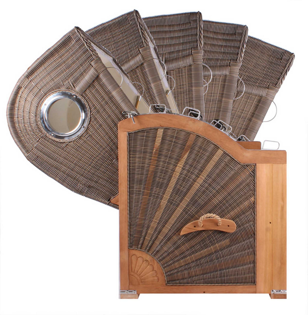 STRANDKORB Baltikum Teak 2,5 Sitzer - Blau/Braun, Holz/Metall (142/170/95cm) - Mr. Deko