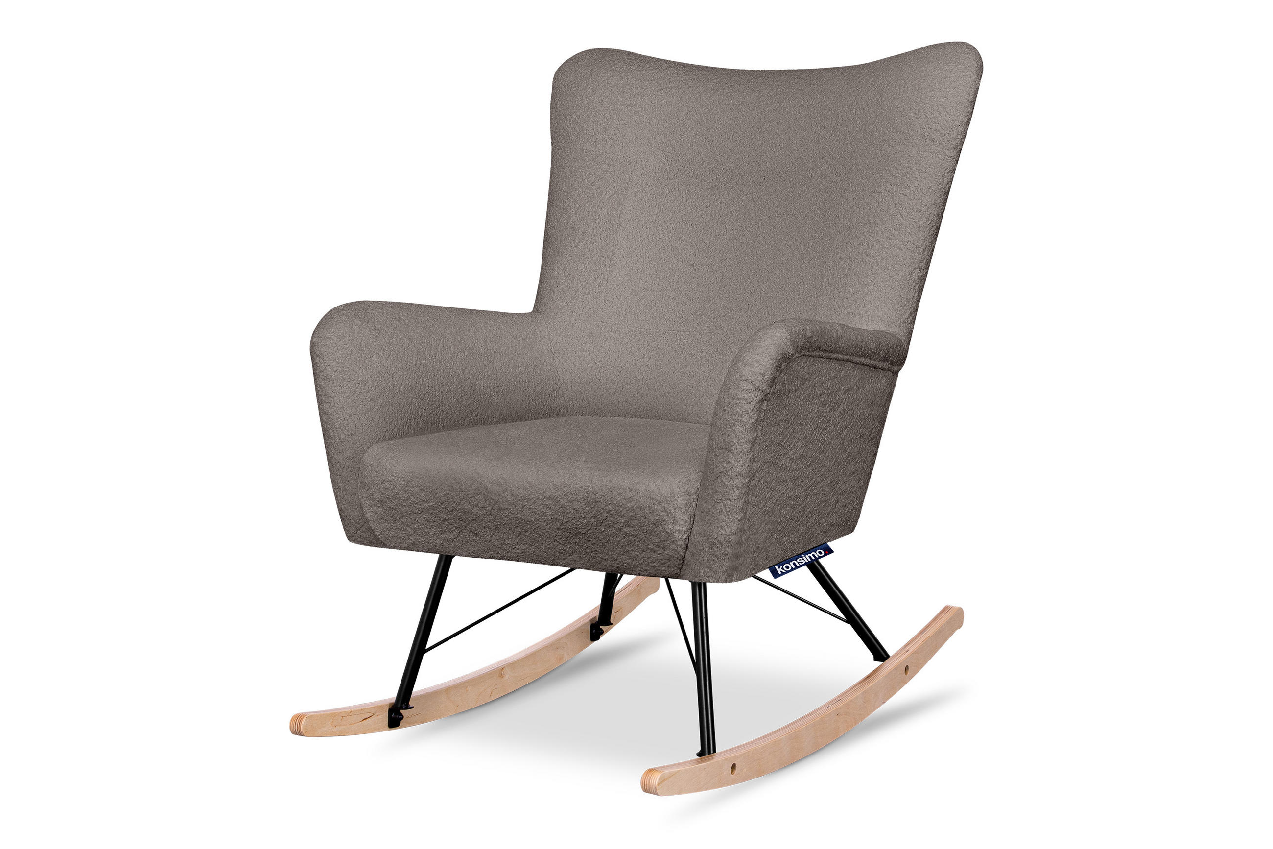 SCHAUKELSESSEL ADDUCTI breiter Sitz für mehr Komfort, Braun - Eichefarben/Braun, Holz/Textil (75/94/112cm) - KONSIMO®