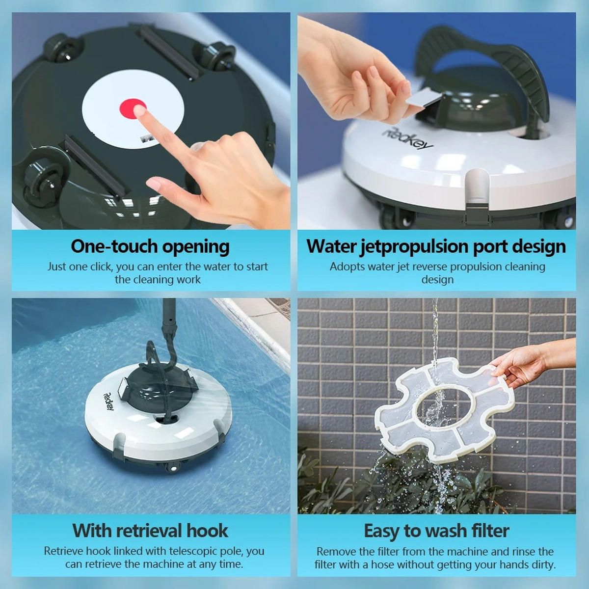 POOLROBOTER Redkey S100, 100 m² Reinigung - Weiß, Kunststoff (33/33cm) - Kaket