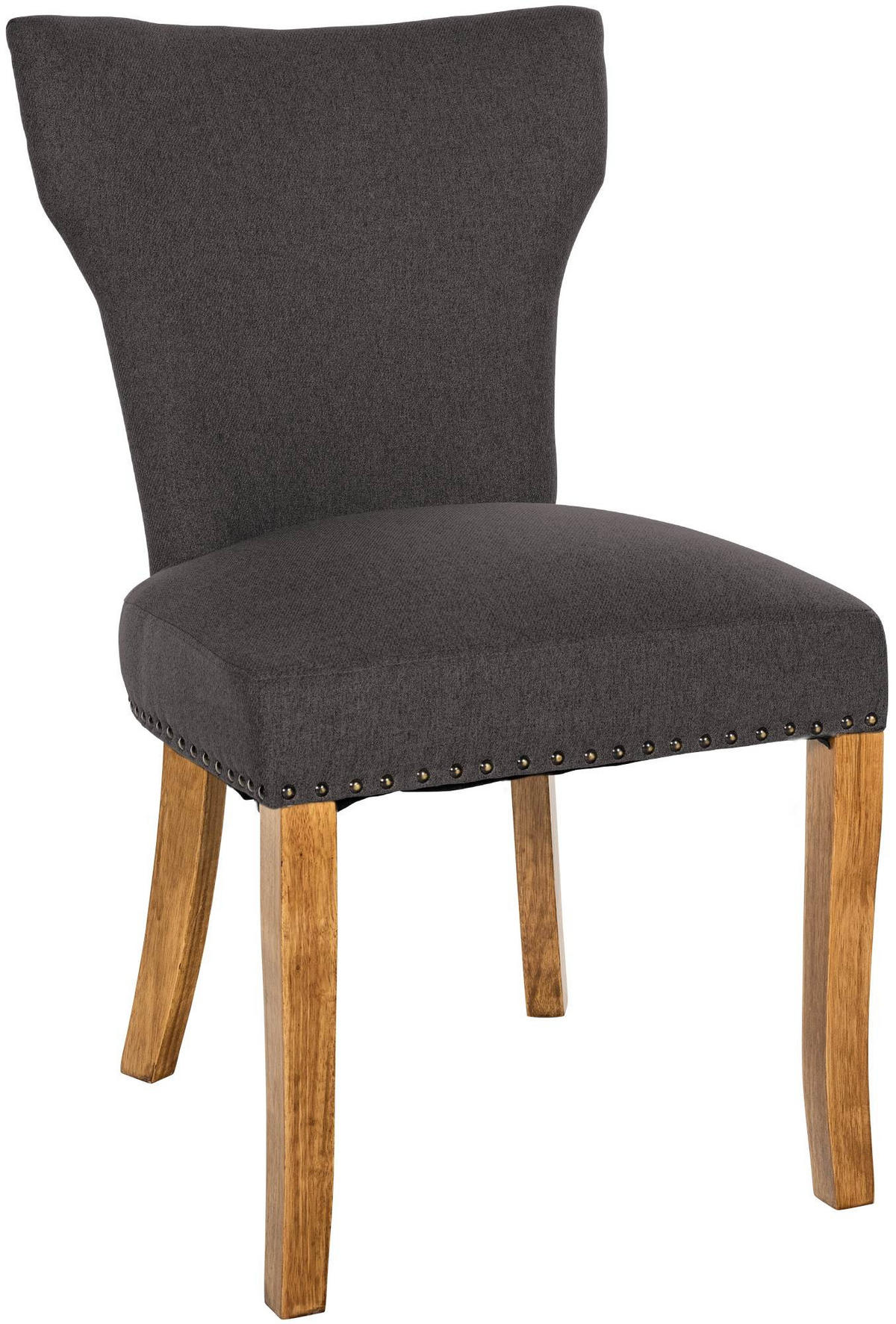 WOHNZIMMERSTUHL Stoff dunkelgrau - Dunkelgrau/Naturfarben, Holz/Textil (52/90/59cm) - CLP