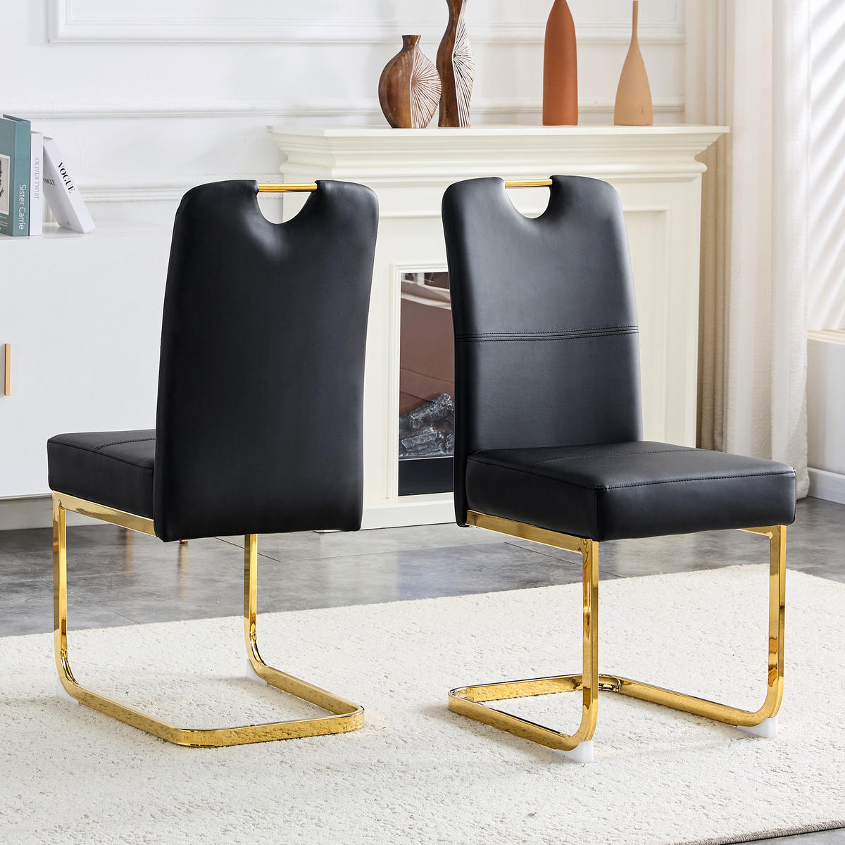 SCHWINGSTUHL DE-36779 2er-Set mit Federkernpolsterung und ergonomischem Design Schwarz - Goldfarben/Schwarz, Metall (43/97/56cm) - ComfortXL
