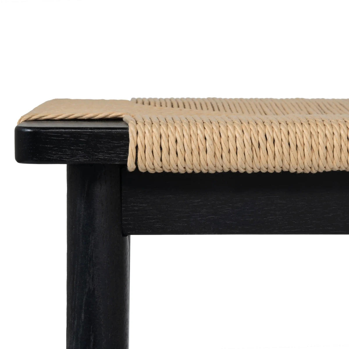 SITZBANK 110/35/47 cm Rattan / Eiche Schwarz - Beige/Schwarz, Holz/Papier (110/47/35cm) - Furnhouse