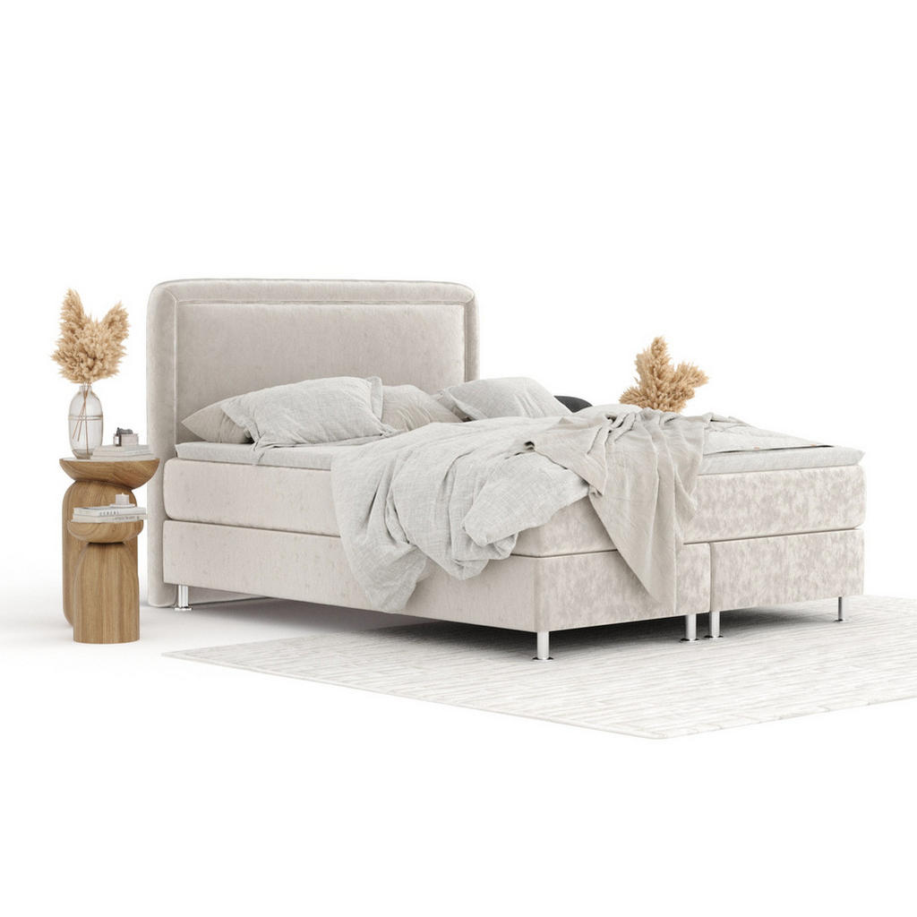 Thumbnail - Maison de Reve Boxspringbett, Ecru, Textil, Buche, Kiefer, H3, Höhe ca. 21 cm, 180x200 cm, Oeko-Tex® Standard 100, FSC 1...