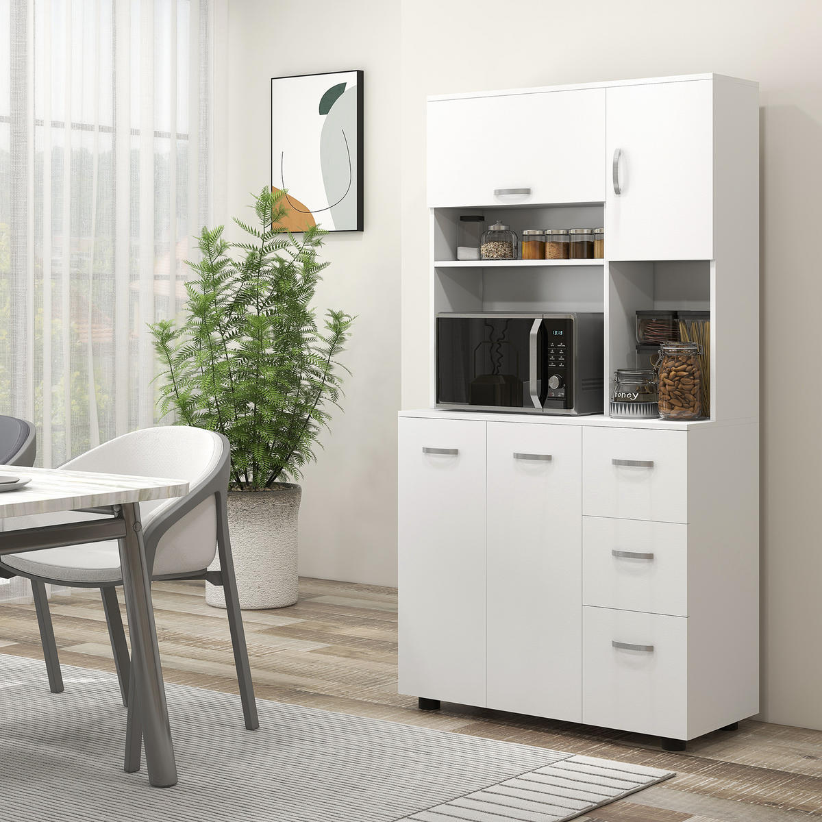KÜCHENSCHRANK, MDF, Weiß, 89L x 39,5B x 168H cm - Weiß, Holzwerkstoff (39.5/168/89cm) - HOMCOM