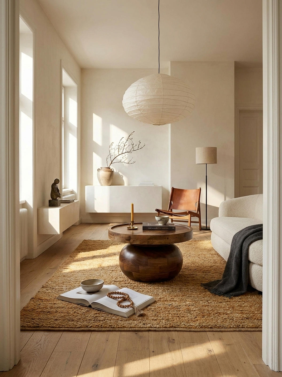 COUCHTISCH rund in Walnussfarbe, Massivholz Mango, 50x50x30,5 cm, niedrig, modern, natürliche Holzmaserung - Braun, Holz (50/50/30cm) - KADIMA DESIGN
