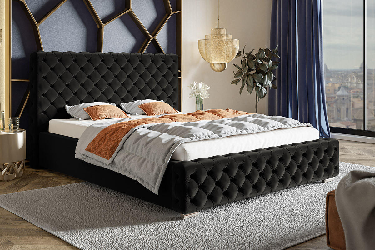 BETT Schwarz BEN 12 Metallrahmen 200x200 cm - Schwarz, Textil (200/200cm) - Sepro Meble