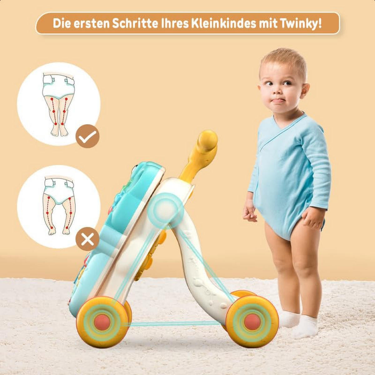 LAUFLERNWAGEN mit Spielbrett Blau - Blau, Kunststoff (46/44/44cm) - Twinky