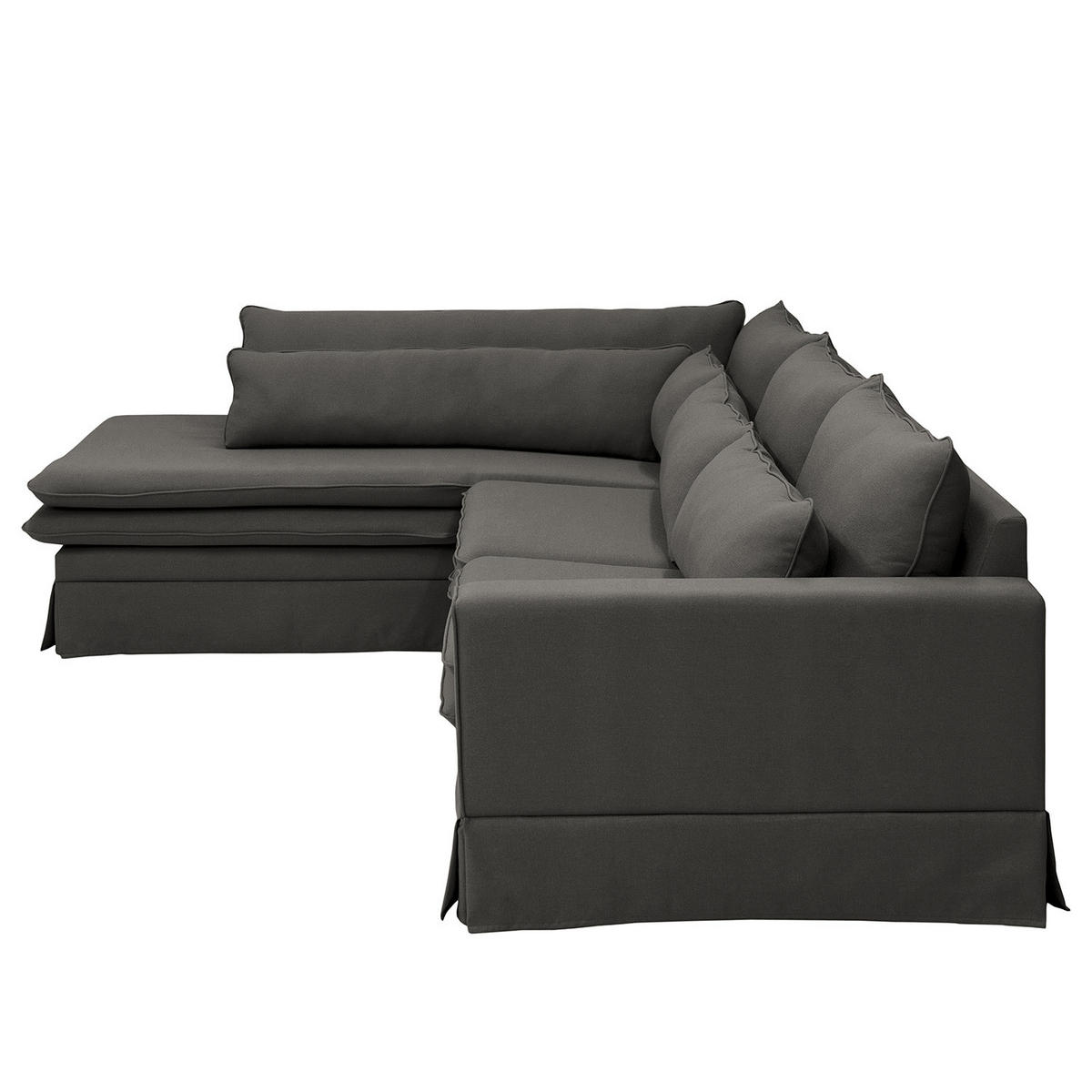 ECKSOFA mit Husse - Ottomane, Webstoff - Anthrazit/Schwarz, Kunststoff/Textil (299/222cm) - home24