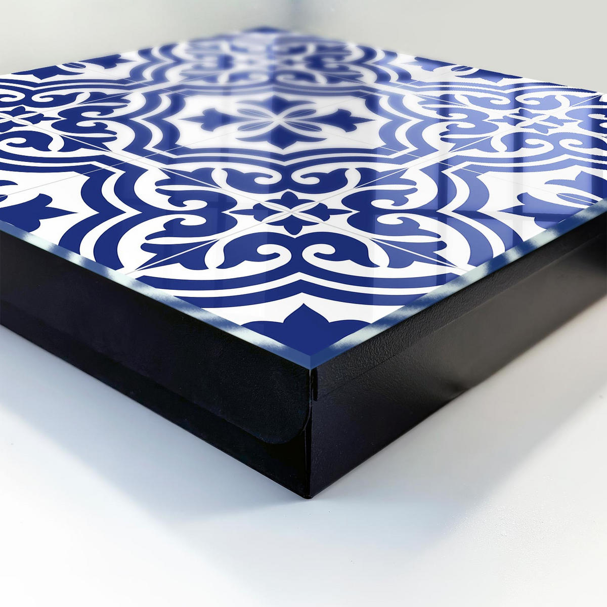 SCHLÜSSELBOX Schwarz 30x30 cm- Türöffnung nach rechts - Geometrische Schönheit - Blau, Metall (30/30/5cm) - TULUP
