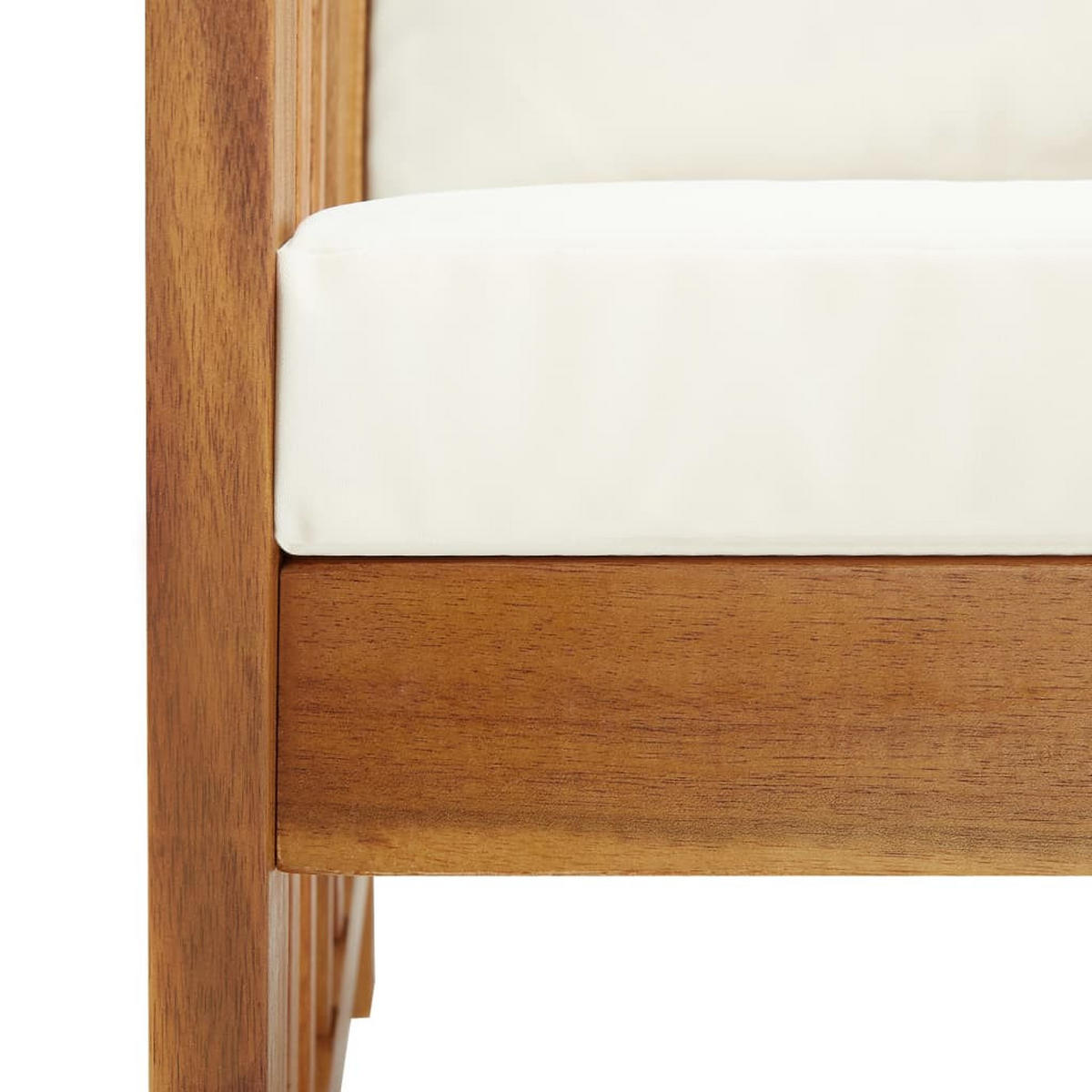 GARTEN-LOUNGE-SET 4-teilig Mit Auflagen Massivholz Akazie - Creme/Braun, Holz/Textil - vidaXL