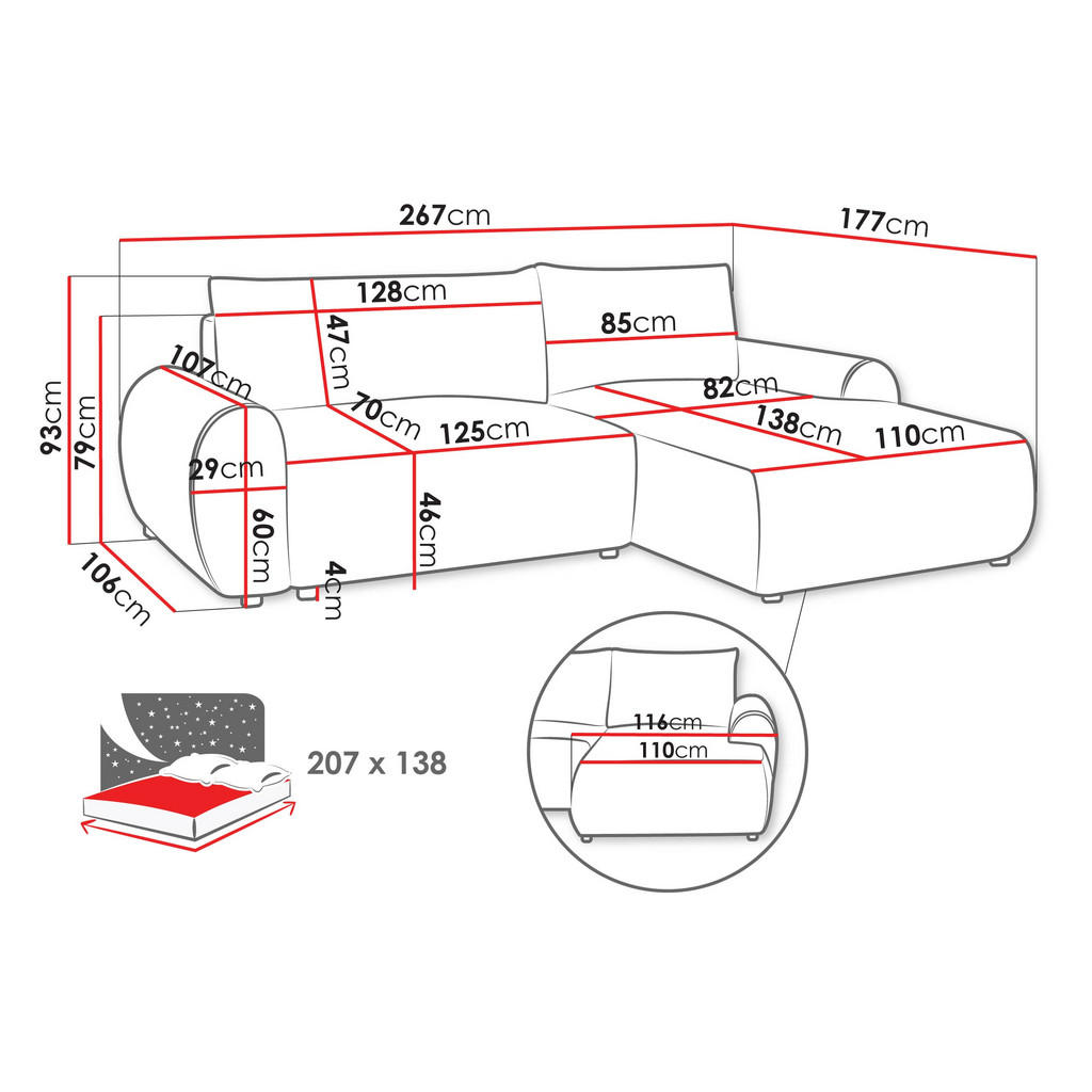 Thumbnail - Mirjan24 Ecksofa, Hellgrau, Textil, 4-Sitzer, L-Form,L-Form, 267x177 cm, Wohnzimmer, Sofas & Couches, Wohnlandschaften, ...