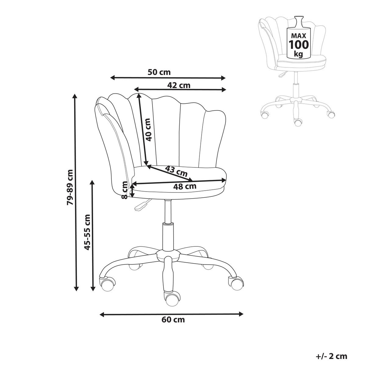 SCHREIBTISCHSTUHL Schwarz Monticello - Goldfarben/Schwarz, Textil (60/79/60cm) - Beliani