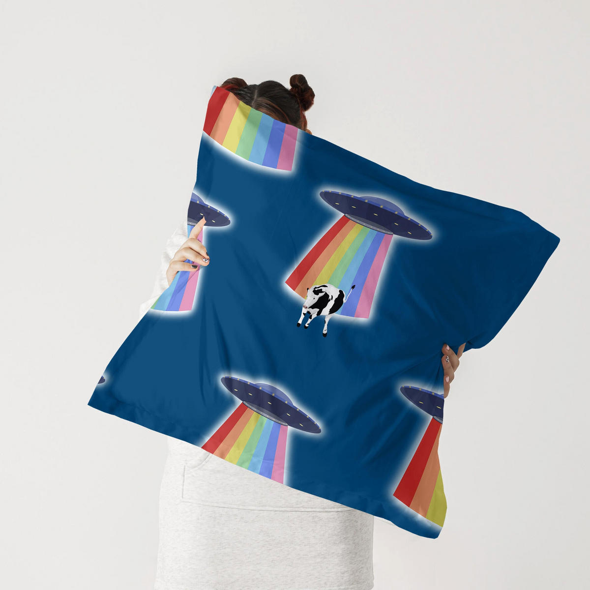 KISSENBEZUG ovni 60x60 cm mehrfarbig - Multicolor, Textil (60/60cm) - Happy Friday