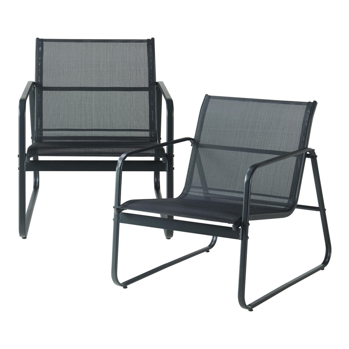 GARTENMÖBEL-SET 4 TLG. Anzi - Schwarz, Glas/Textil - casa.pro
