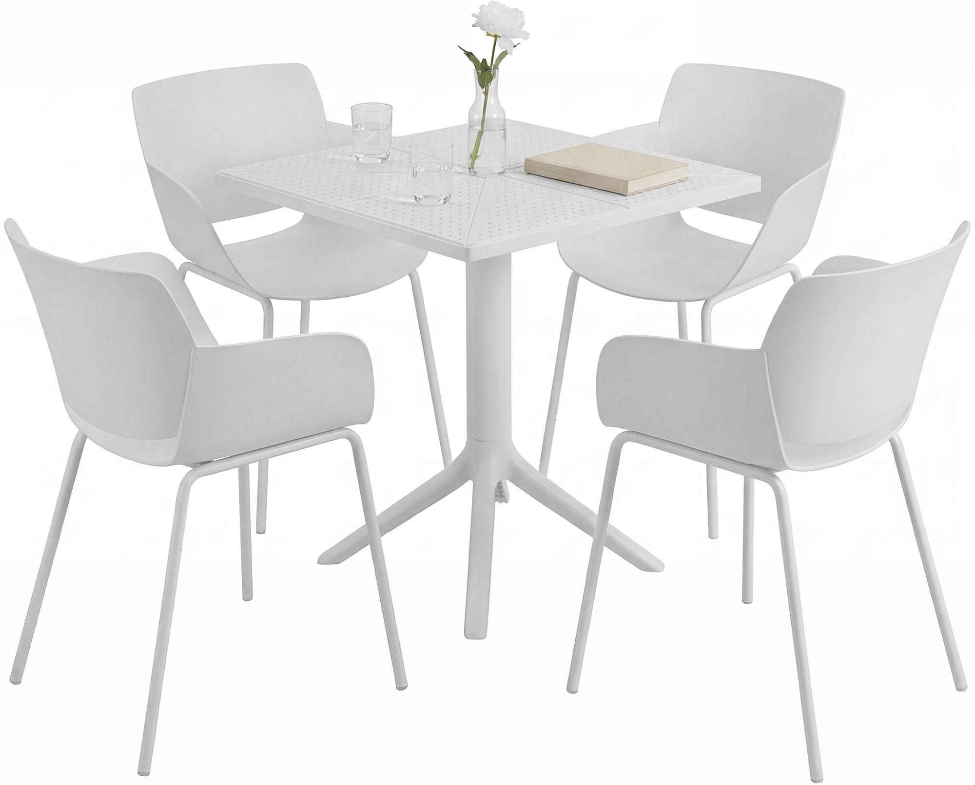 GARTENMÖBEL-SET Alma 4 Stühle 168x168x80cm Kunststoff Weiß Balkonset - Weiß, Kunststoff - DELUKE