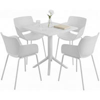 GARTENMÖBEL-SET Alma 4 Stühle 168x168x80cm Kunststoff Weiß Balkonset - Weiß, Kunststoff - DELUKE