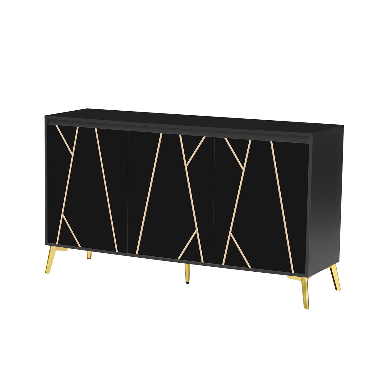 SIDEBOARD Schwarz Gold - Schwarz, Holzwerkstoff (140/80/40cm) - Urban Meuble