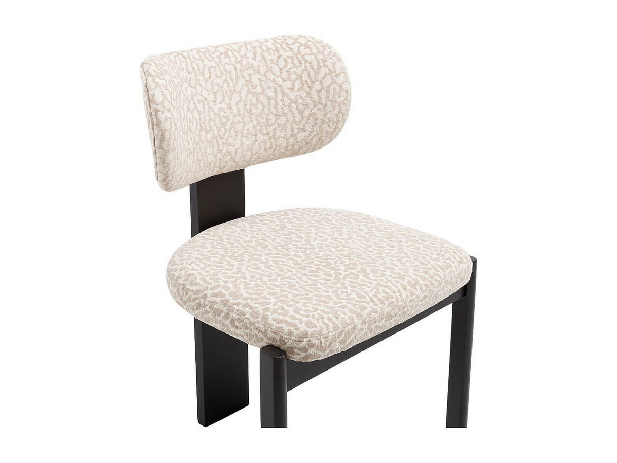 STUHL 6er-Set - Strukturstoff Bicolor & Kautschukholz schwarz - Creme & Beige - WILANA - Beige, Textil (60/85/56cm) - Vente-Unique