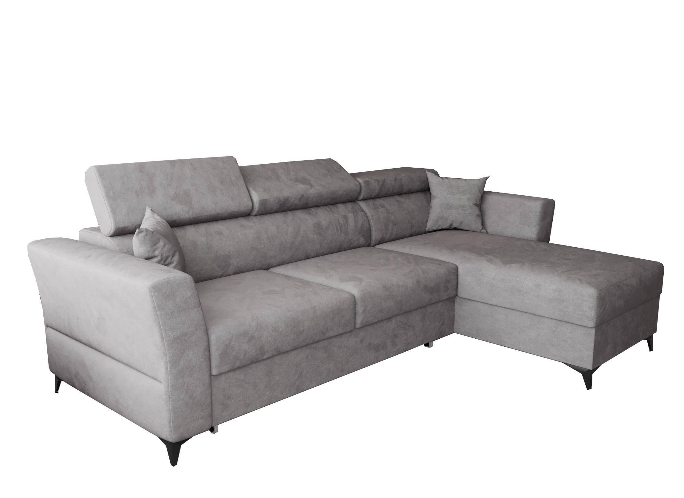 ECKSOFA L Form Ribella Grau 265/180/100 cm Rechts mit Schlaffunktion - Hellgrau/Schwarz, Textil/Metall (265/180cm) - AX Living