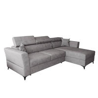ECKSOFA L Form Ribella Grau 265/180/100 cm Rechts mit Schlaffunktion - Hellgrau/Schwarz, Textil/Metall (265/180cm) - AX Living