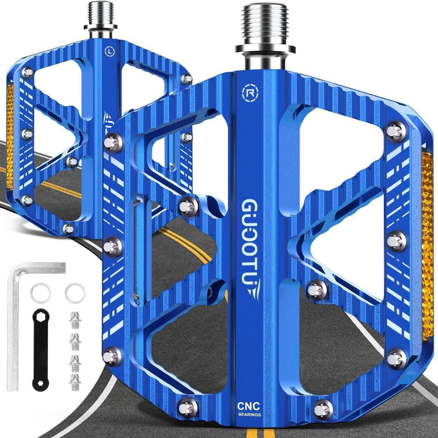 FAHRRADPEDALE Aluminium Blau mit Reflektoren - Blau, Metall (10/1.5/12cm)