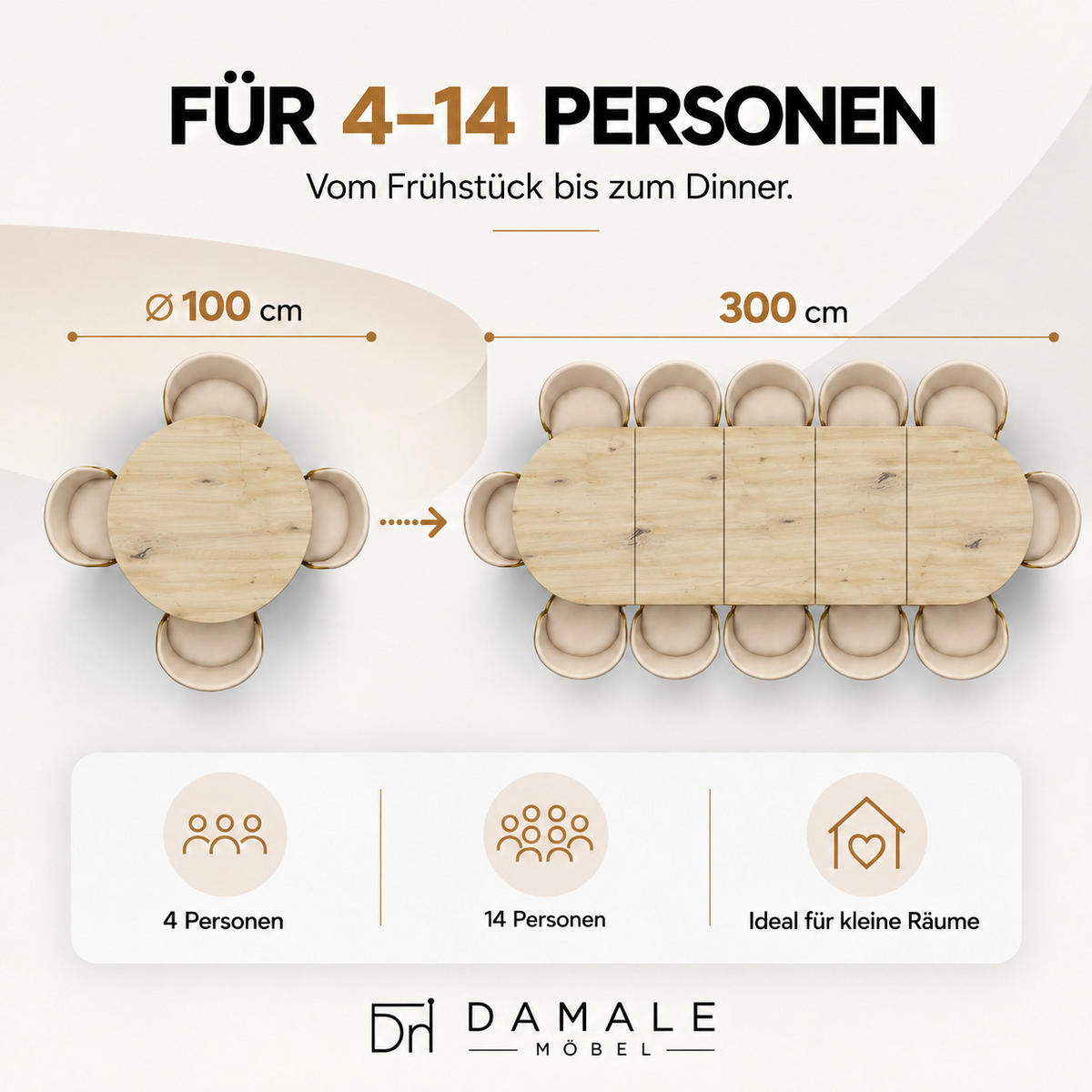ESSTISCH rund ausziehbar 100/300/76 cm, Artisan Eiche, 54 cm Tischplatte + X Metallbeine Schwarz - Schwarz/Eiche Artisan, Holzwerkstoff/Metall (100/300/76cm) - Damale Möbel