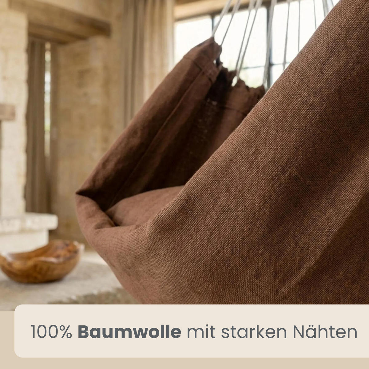 XL HÄNGESTUHL mit Gestell 210/140 cm , Braun/Schwarz - Braun, Textil (140/210/160cm) - Amanka