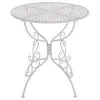 GARTENBEISTELLTISCH rund Ø70 cm Metall antik weiß - Weiß, Metall (70/70/74cm) - CLP