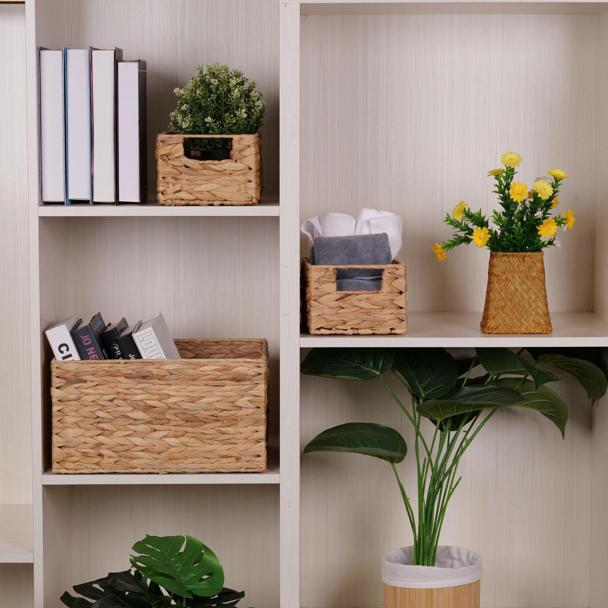 3XÚLOŽNÝ koš - světle hnědá, textil (37/28cm) - Relaxdays