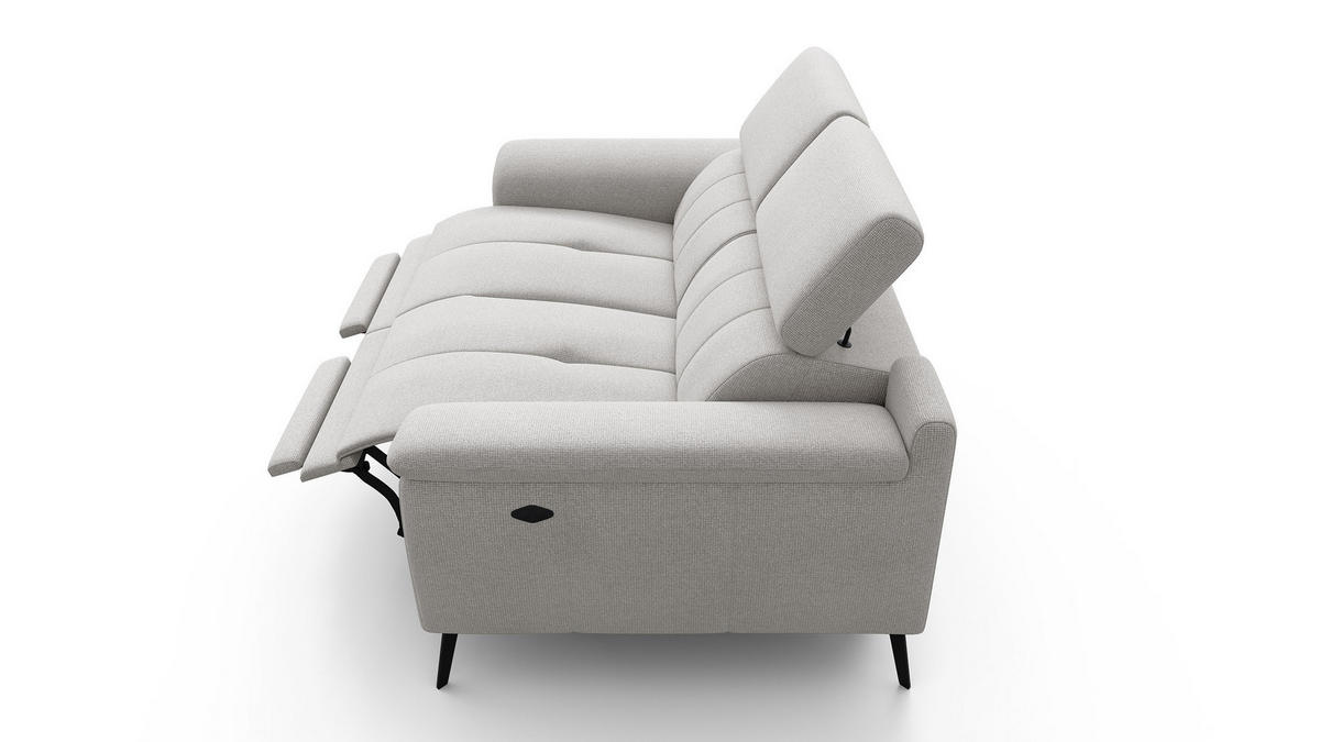 RELAXSOFA FIERO 2-Sitzer mit 2 Relaxfunktionen, hellgrau - Hellgrau/Schwarz, Holzwerkstoff/Textil (170/82/103cm) - Courtois Laville