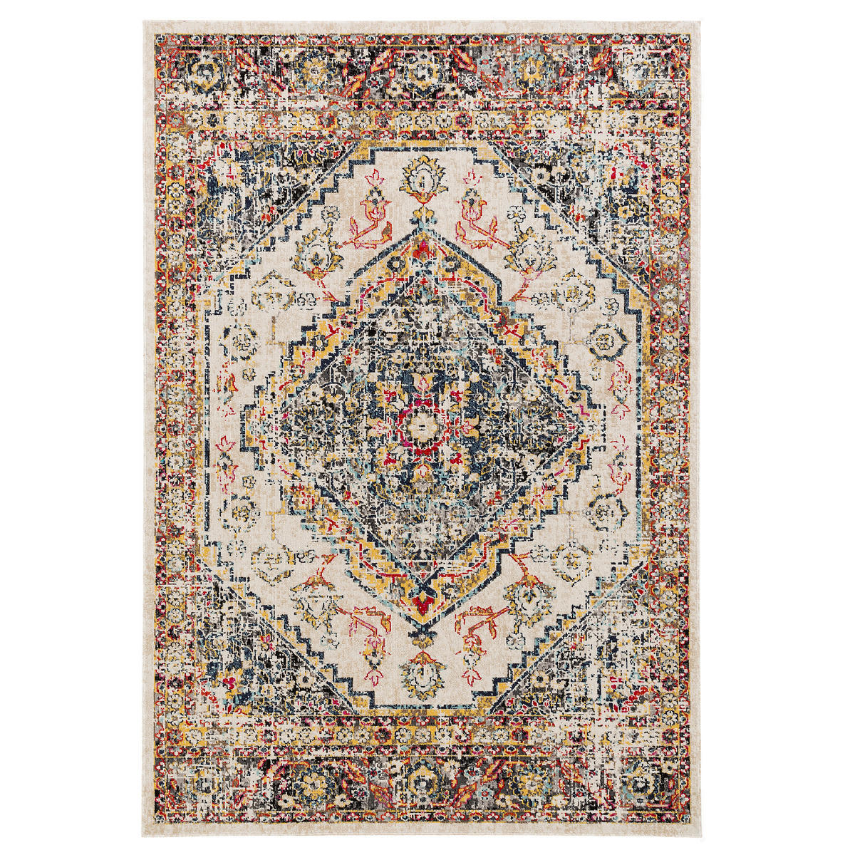 KURZFLOR DESIGNER TEPPICH MODERN VINTAGE ORIENT MUSTER - Beige, Textil (120/170cm) - Pergamon