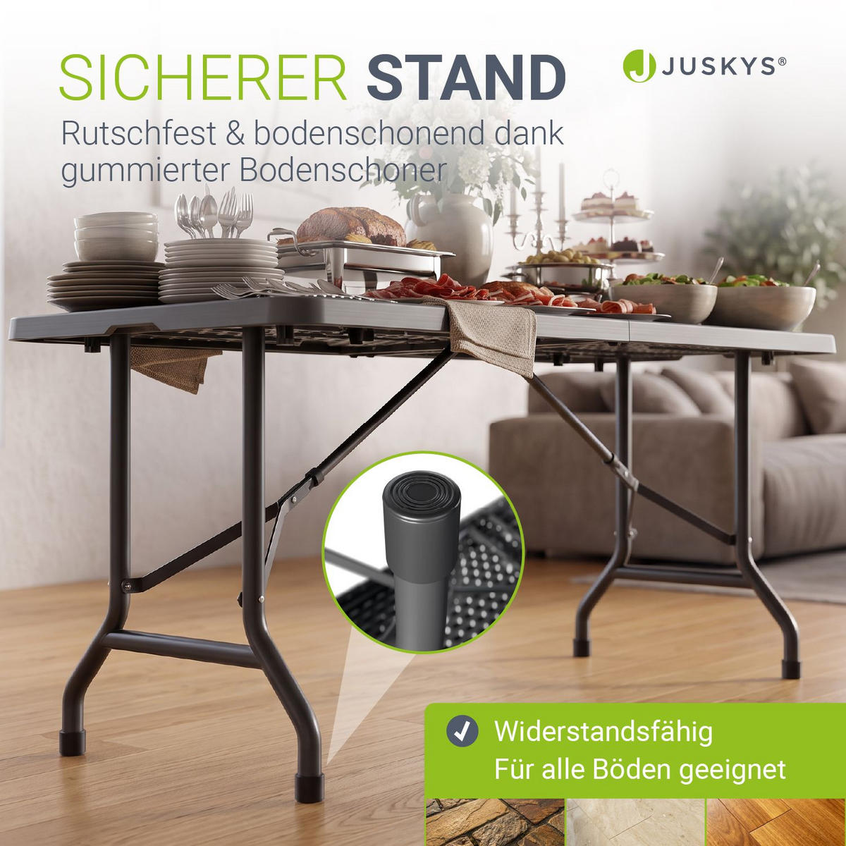 GARTENTISCH Easyfold klappbar anthrazit - Anthrazit, Kunststoff (180/74/74cm) - Juskys
