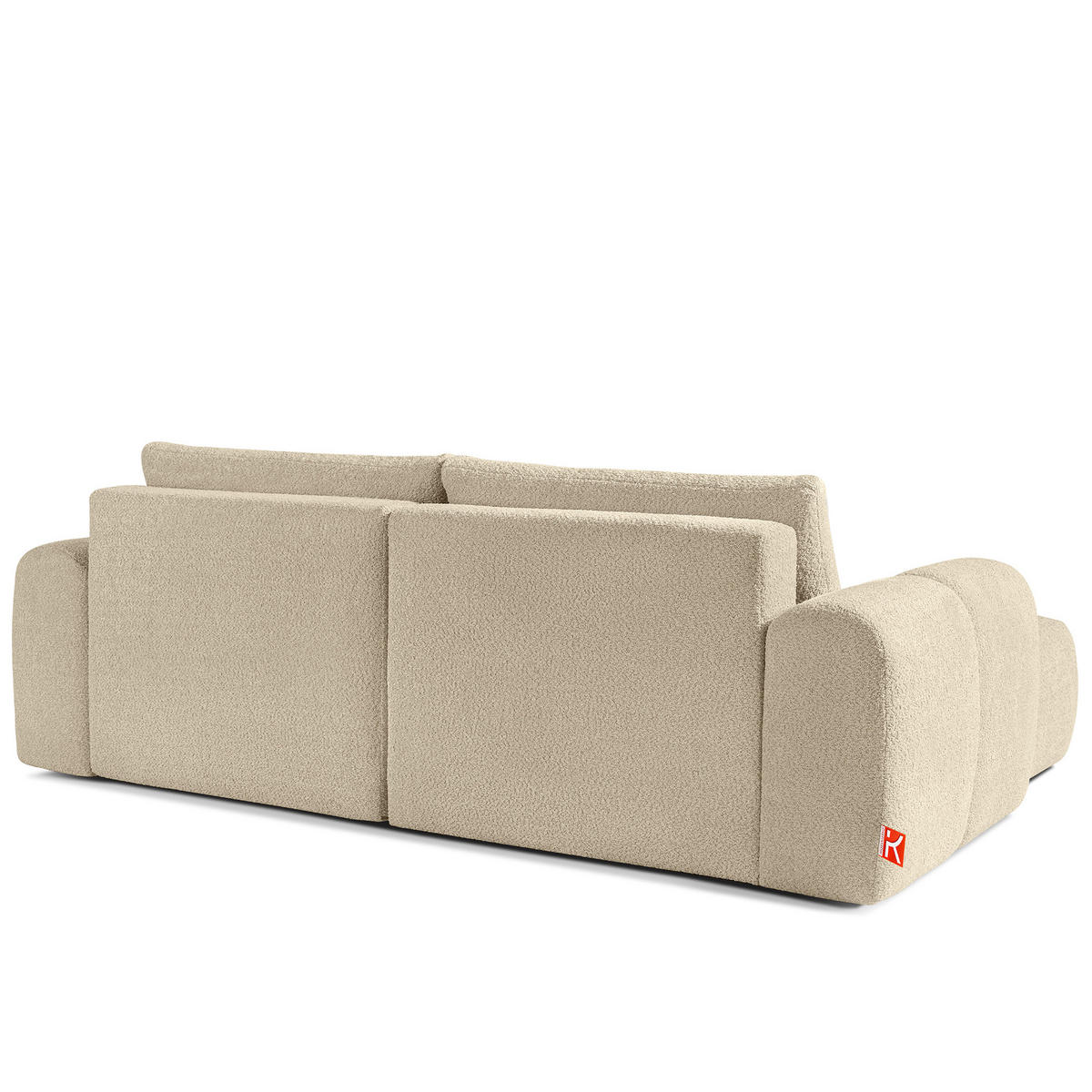 ECKSOFA RECHTS RAVIA, Bouclé, Hellbeige - Beige, Holz/Textil (256/104cm) - KONSIMO®