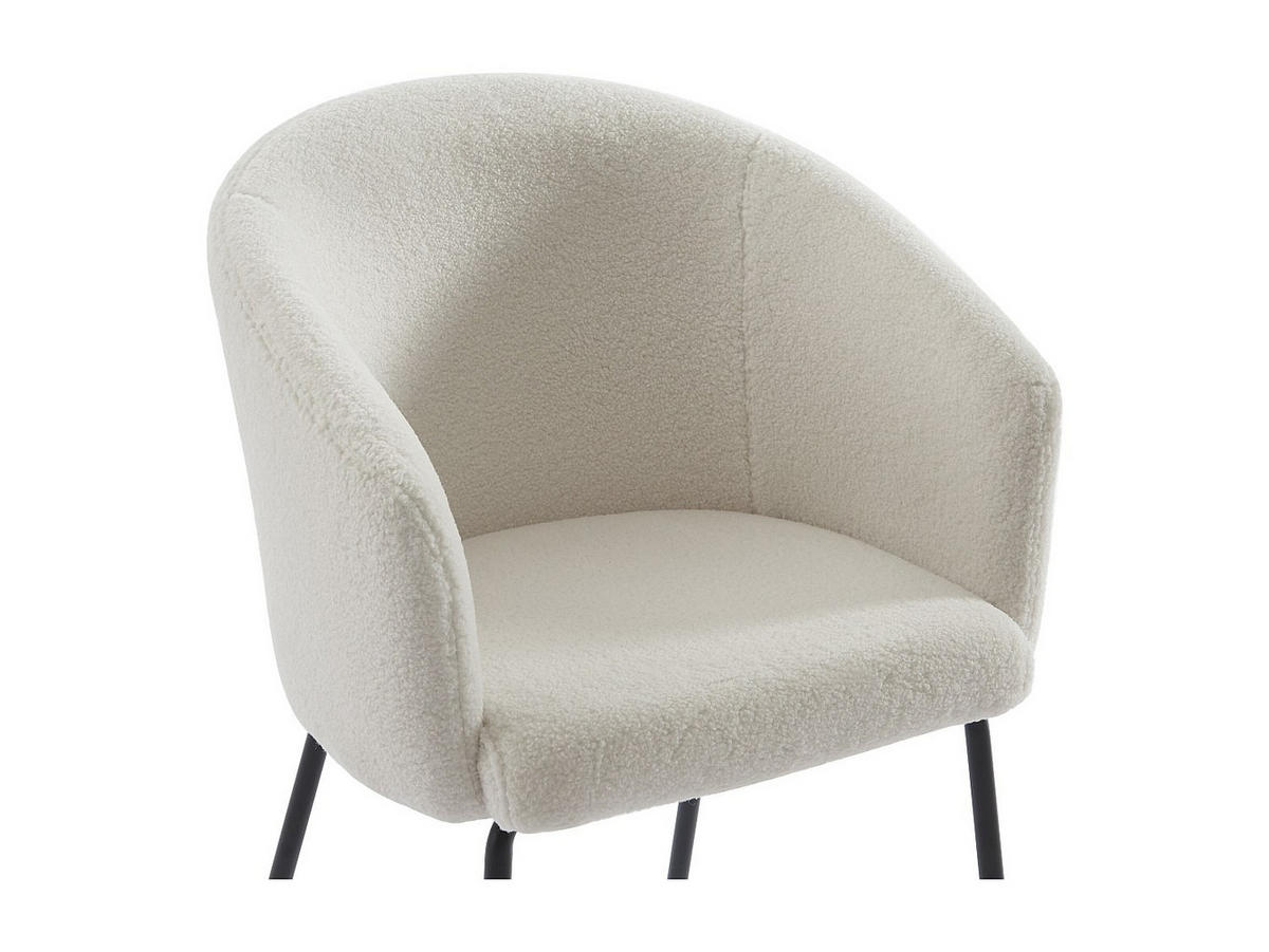 STUHL mit Armlehnen 2er-Set - Bouclé-Stoff & Metall - Cremefarben - MORONI - Creme, Textil (58.5/79/56.5cm) - Pascal Morabito