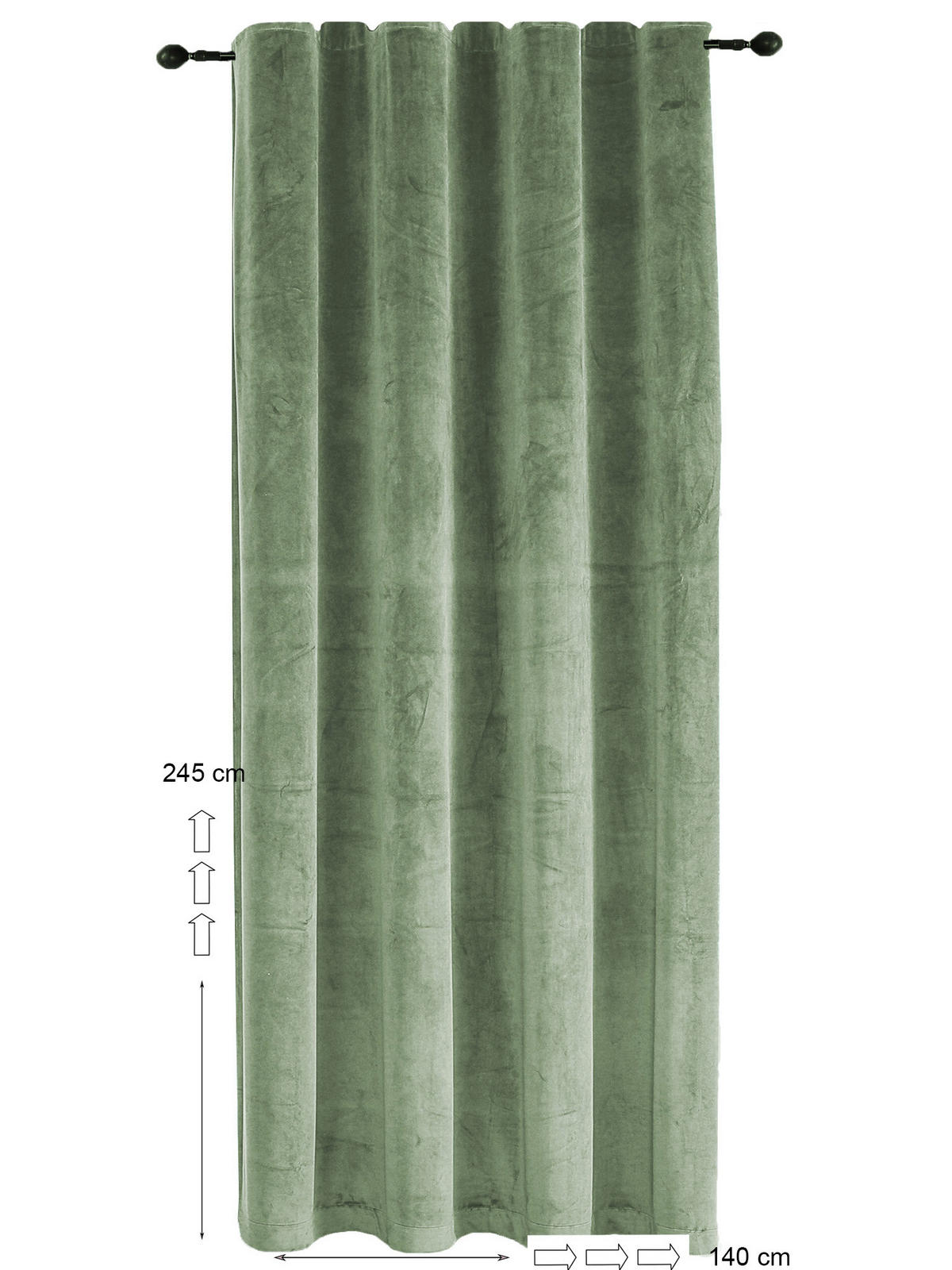 VORHANG Kräuselband Samt 140/245 cm Lindgrün - Hellgrün, Textil (140/245/245cm) - TiborTex
