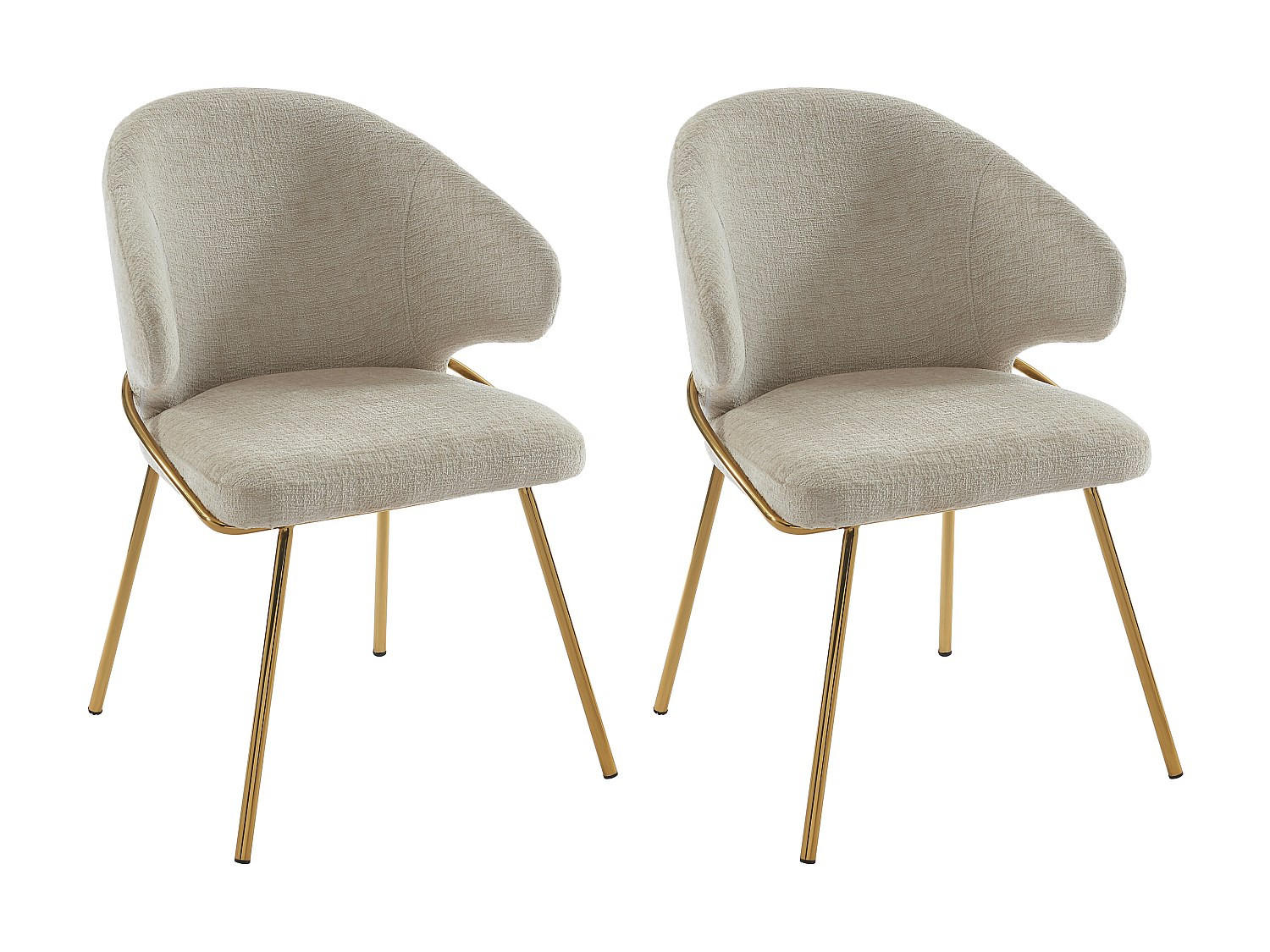 STUHL 2er-Set - Stoff & goldfarbenes Metall - Beige - LUXIVA - Beige, Textil (60/85/62cm) - Pascal Morabito